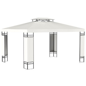 DOMETOUR 10' x 13' Patio Gazebo, Double Roof Canopy Shelter with Screen, for Garden, Lawn, Backyard, Deck, Cream White - 1 of 4