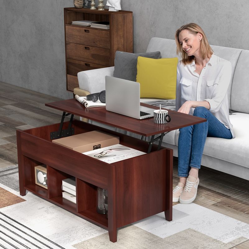 CCostway ostway Lift Top Coffee Table with Hidden Compartment and Storage Shelves Brown, 4 of 11
