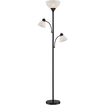 360 Lighting Modern Torchiere Floor Lamp 3-Light Tree Black Metal White Shades for Living Room Reading Bedroom Office Uplight