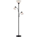 360 Lighting Bingham Modern Torchiere Floor Lamp with Side Lights 71 1/2" Tall Black Metal White Shade for Living Room Reading Bedroom Office House