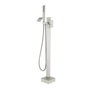 Cobbe Floor Standing Tub Faucet with Swivel Spout Handheld Shower Shower and 59-Inch Hose Tub Filler Single Handle Brushed Nickel - 1 of 4
