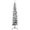 vidaXL Slim 6 ft Artificial Half Christmas Tree - Green and White with Flocked Snow, PVC Material - 3 of 4
