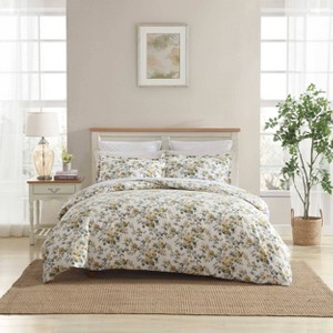 Laura Ashley Full/Queen Roses Duvet Cover Set Gold - 1 of 4