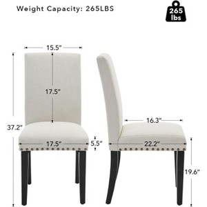 Dining Chairs Set of 2, Modern Fabric Upholstered Chairs, Wood Legs, 265lbs Weight Capacity, Easy Clean, for Dining Room, Kitchen, Home - 1 of 4