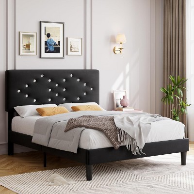 Twin Upholstered Platform Bed Frame - Button Tufted Headboard, Under-Bed Storage, Sturdy Wooden Slats, No Box Spring, Noise Free, Easy Assembly