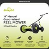 Sun Joe Cordless, Manual Push Reel Lawn Mower, MJ503M, Green – Grass Trimmer, 14 Inch Quad Wheels, Steel Design, and 9 Adjustable Positions - 2 of 4