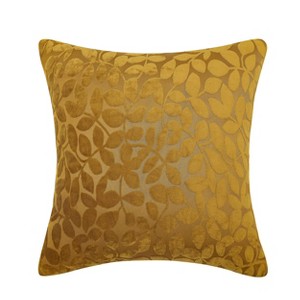 Kate Aurora Red Hook Cut Leaf Embossed Chenille Ultra Plush & Fluffy 18"x 18" Filled Accent Throw Pillow With Removable Zipper Shell/Cover - 1 of 4