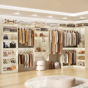 Aheaplus 131'' - 156'' Corner Closet Organizer with Makeup Vanity, Closet System with Shoe Rack and Tower Shelves - 1 of 4