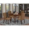 HomeStock 5-Pc Mahogany Finish Solid Wood Top - Upholstered Dining Room Set with Leaf - Seats 4 - 2 of 4