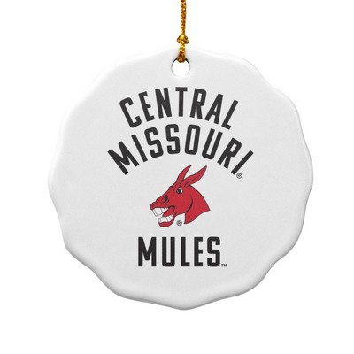 University of Central Missouri Mules Porcelain Scalloped Holiday Christmas Tree Ornament