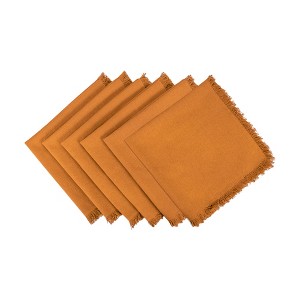 Design Imports  Heavyweight  Fringe Napkin Set 6 Piece, Pumpkin Spice, 20X20" - 1 of 4
