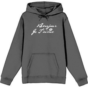 Bonjour Je T'aime Long Sleeve Adult Hooded Sweatshirt - 1 of 2