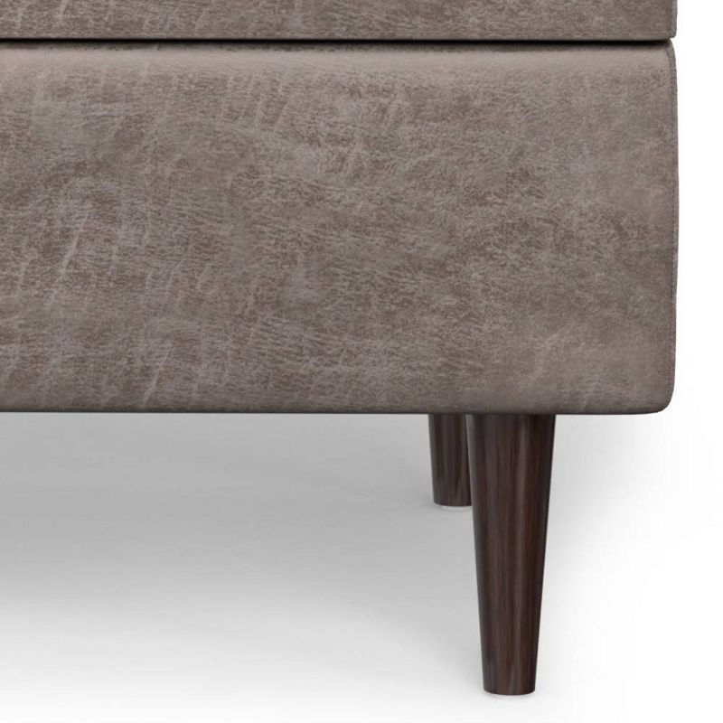WyndenHall Blanchette Mid Century Small Coffee Table Storage Ottoman Distressed Gray Taupe, 5 of 10