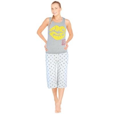 JEFFRICO Pajamas For Women Capri Set Sleepwear Soft Pajamas Short Sleeve Pajama Sleepshirt With Capri Pants