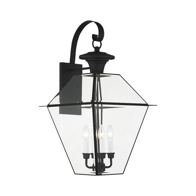 Charleston Elegance 4-Light Outdoor Black Lantern with Clear Beveled Glass