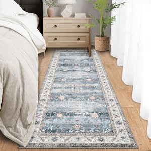Vintage Area Rugs for Living Room Floral Boho Rug Non-Slip Low Pile Indoor Carpet for Bedroom Home Decor - 1 of 4
