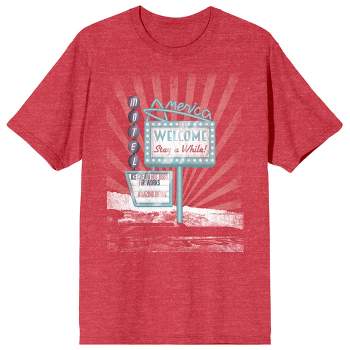 Americana Vintage Motel Graphic Crew Neck Short Sleeve Red Heather Men's T-shirt