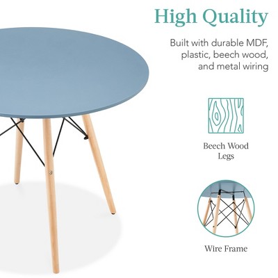 Blue and Oak Mid-Century Modern 5-Piece Dining Set with Beech Wood Legs