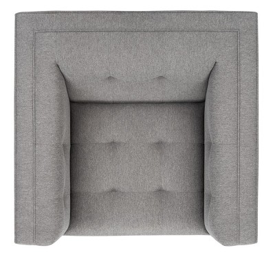 Gray Velvet and Wood Accent Chair with Tufted Design