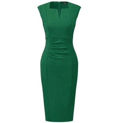 Allegra K Women's Sleeveless Sheath Dress - V-Neck Office Business Pencil Dress