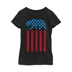 Girl's Lost Gods Fourth of July  Bear American Flag T-Shirt - 1 of 3