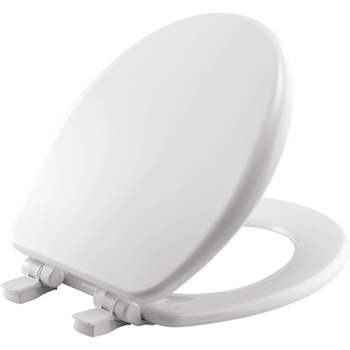Alesio Round Enameled Wood Toilet Seat Removes for Easy Cleaning and Never Loosens White - Mayfair by Bemis