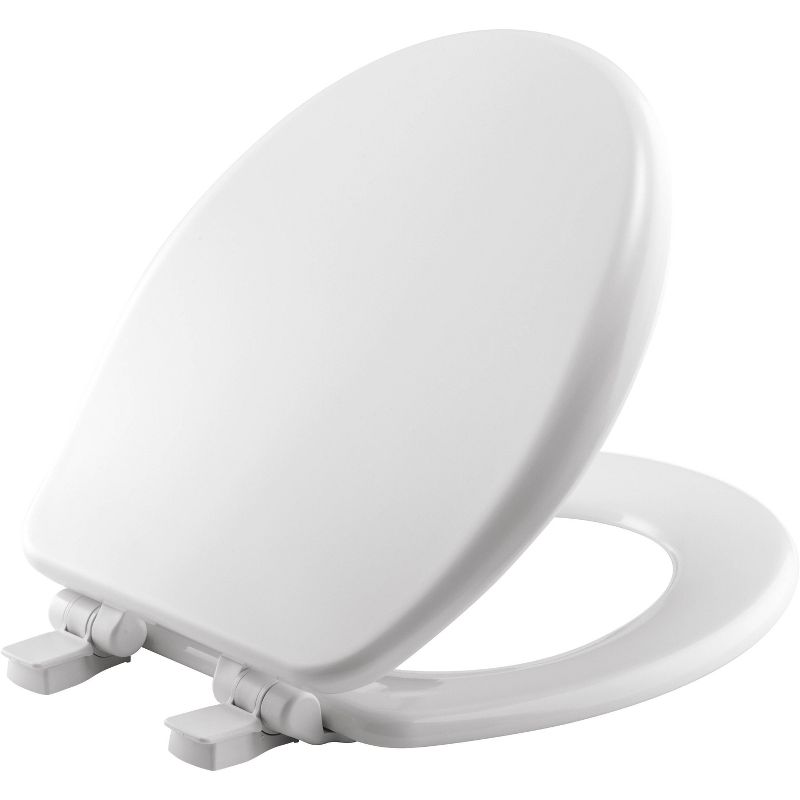 Alesio Round Enameled Wood Toilet Seat Removes for Easy Cleaning and Never Loosens White - Mayfair by Bemis, 1 of 11