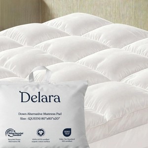 Delara Organic Extra Plush Mattress Pad, Cooling Quilted, Recycled Down Alternative, 20" Deep Pocket, Breathable & Noiseless - 1 of 4