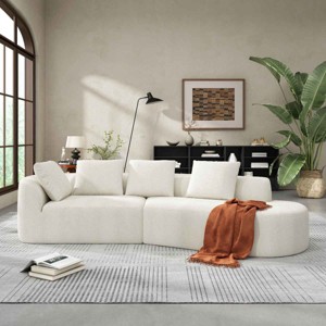 Modern 2 PCS Right-Facing Curved Sectional Sofa, 3-Seater Curved Sectional Sofa with Chaise, Sofa with High-Density Foam-Coolbibila - 1 of 4