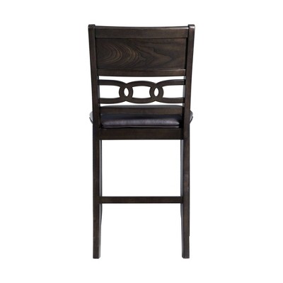 Walnut Finish Faux Leather Upholstered Counter Stools, Set of 2