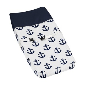 Sweet Jojo Designs Boy or Girl Gender Neutral Unisex Changing Pad Cover Sailor Blue and White - 1 of 4