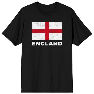 England flag on Black Ground Adult Crew Neck Short Sleeve T-shirt - 1 of 3