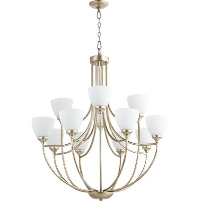 Quorum Lighting Enclave 12-Light Chandelier, Aged Silver Leaf, 35 Width, 38 Height