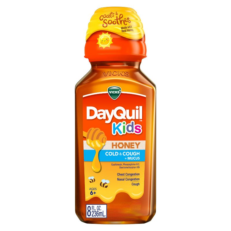 Vicks Kids DayQuil Honey Cold &#38; Cough Medicine Liquid - 8 fl oz, 1 of 13