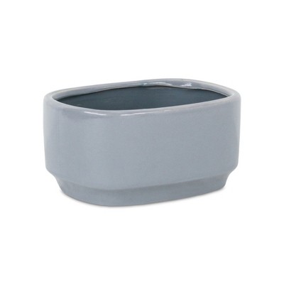 Cheung's Elegora Wide Curved Rectangular Straight Side Ceramic Pot - Large - Gray