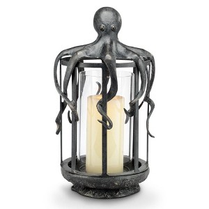 SPI Home Octopus Lantern – Sculpted Metal Coastal Candle Holder, 19.5" H x 10.5" W, Ocean-Inspired Decorative Lighting Accent - 1 of 3