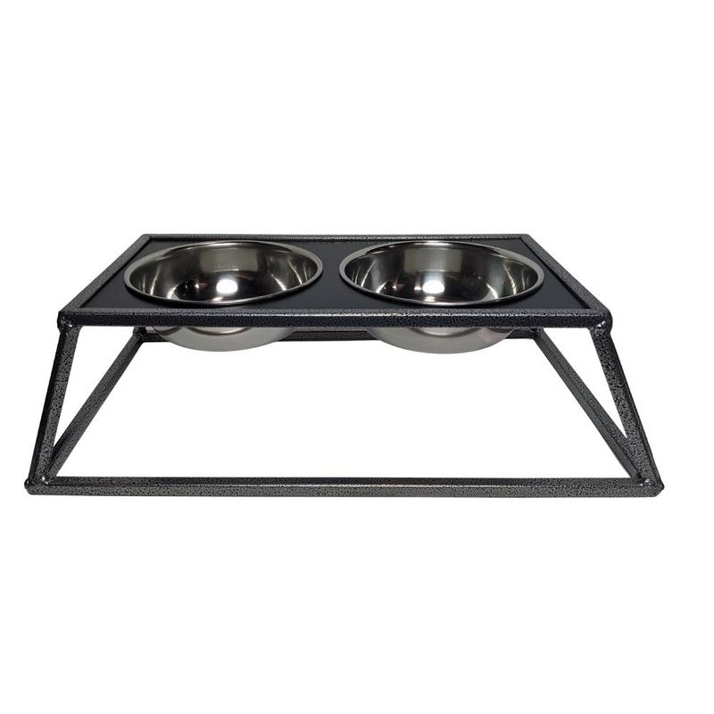 Country Living Elevated Dog Feeder - Galvanized Black Modern Design (2 Bowls - 24 oz each), 3 of 6