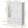 PAKASEPT 47"Wide White Armoire Wardrobe Closet with 3 Door, Mirror, LED Lights, Hanging Rod and 6 Drawers - 3 of 4