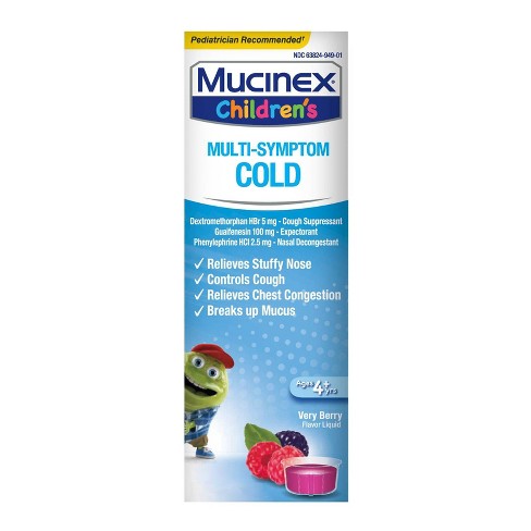 Children S Mucinex Multi Symptom Cold Relief Liquid Dextromethorphan Very Berry 4 Fl Oz Target