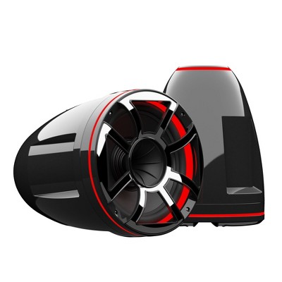 Wet Sounds REV 12 HD 12" Horn Loaded Compression Driver Tower Speakers with XS Grills, 400 Watts RMS, Black, Pair