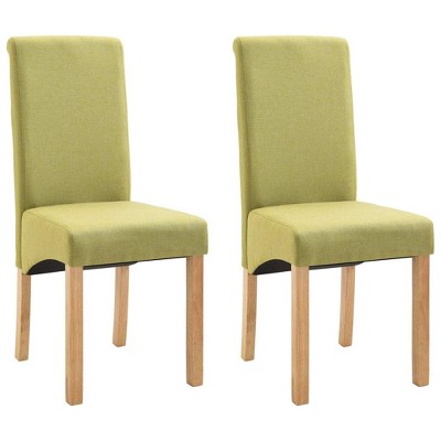 vidaXL Dining Chairs, 2 Pcs, Green Fabric