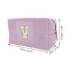 Unique Bargains Corduroy Rectangular Letter Makeup Bag Pink Purple 1 Pc - 2 of 4
