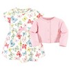 Touched by Nature Baby and Toddler Girl Organic Cotton Dress and Cardigan 2pc Set, Butterflies - 3 of 3