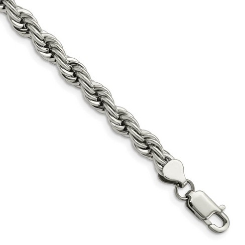 Black Bow Jewelry Men's 6mm Polished Rope Chain Bracelet in Stainless Steel - image 1 of 4