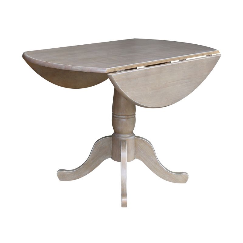Nathaniel Round Dual Drop Leaf Pedestal Table Gray Taupe - International Concepts, 4 of 11