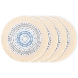 KITCHTIC Round Boho Placemats Spot Mats, White - 1 of 4