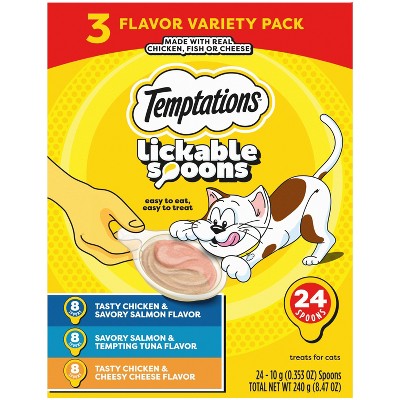 Temptations Cheese, Salmon, Tuna and Chicken Flavor Lickable Spoons Cat Treats