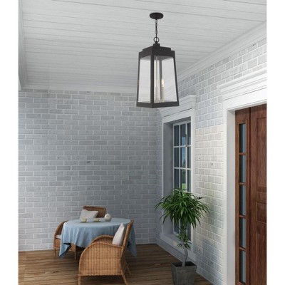 Satin Brass 3-Light Industrial Pendant Lantern with Clear Glass