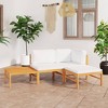 vidaXL 4 Piece Patio Lounge Set - Solid Teak Wood - Cream Cushions - Corner Sofa, Middle Sofa, Table & Footrest Included - Outdoor Living Furniture - 2 of 4