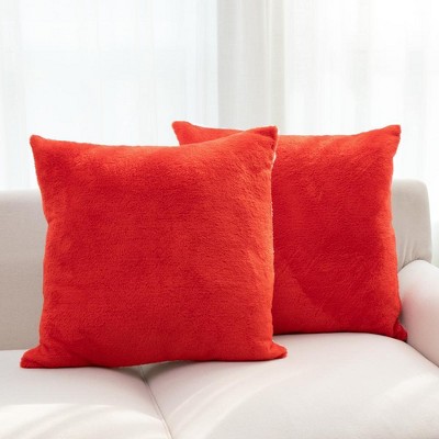 Red Arctic Velvet Square Throw Pillow Set, 18"